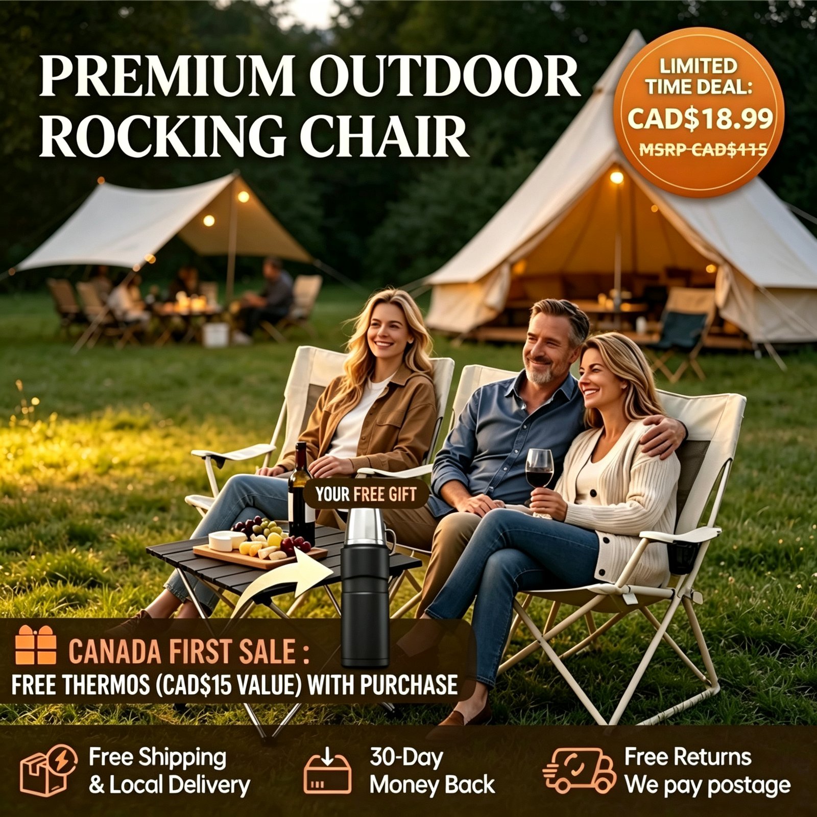 yizi Modura™ Wide Spring-Action Camping Chair, Grab & Go Outdoor Seat - Image 1