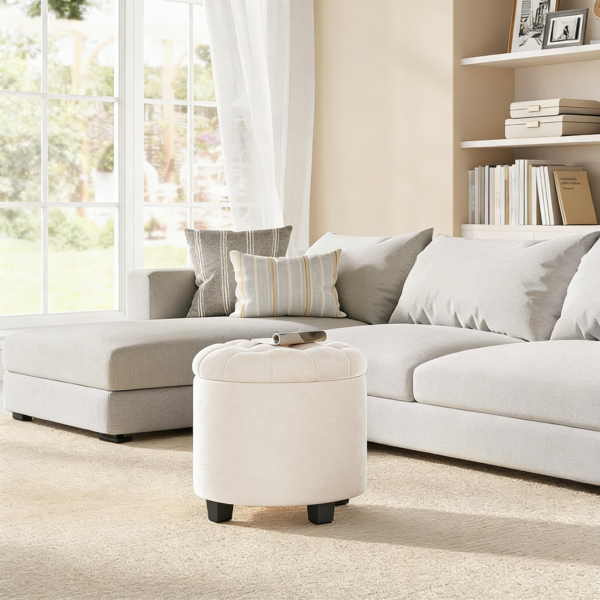 Round Ottoman, Ottoman with Storage