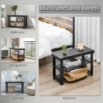 Sweetcrispy 3-Tier Shoe Rack Bench, Bamboo Entryway Storage Organizer, Shoes Stand for FrontDoor Entrance